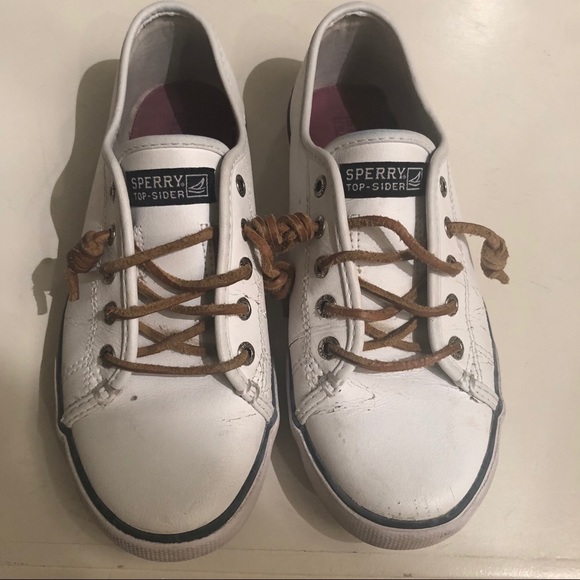Sperry Other - White leather Sperry sneakers size 3.5